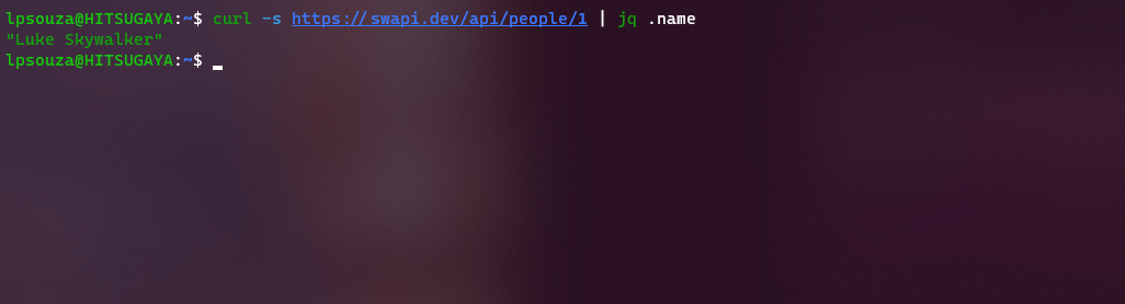 Comparando com a tela anterior (do `curl`), olha como ficou mais simples de obter uma informação do JSON de resposta com o uso do `jq`.